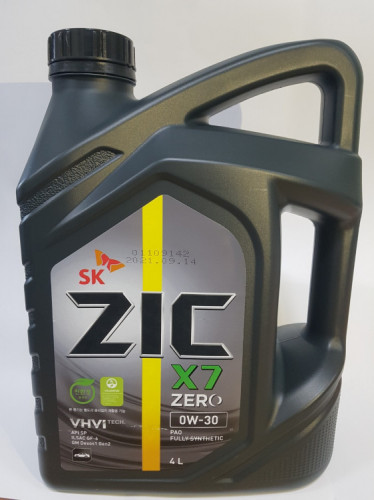 (사은품증정)ZIC X7 ZERO 지크제로 0W30 가솔린 4L